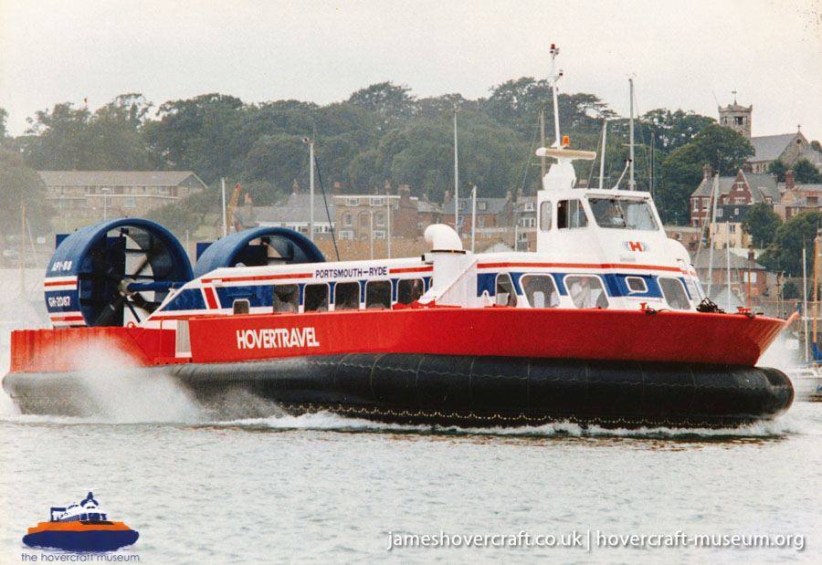 AP1-88 hovercraft with Hovertravel -   (submitted by The <a href='http://www.hovercraft-museum.org/' target='_blank'>Hovercraft Museum Trust</a>).